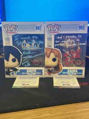 Signed Asuna and Kirito (Sword Art Online) Funko Pop! 993/992 PSA Cert