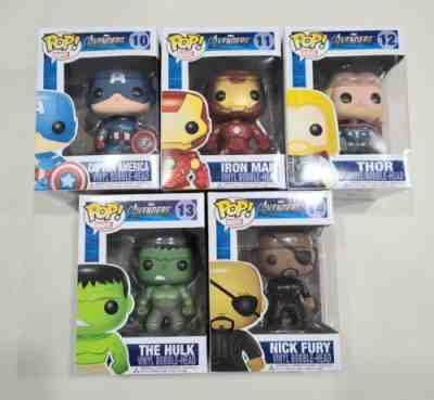 Funko POP! Marvel Avengers Set- Captain America, Iron Man, Thor, Hulk, Nick Fury