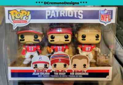 Funko POP! NFL New England Patriots 3-Pack Tom Brady Gronkowski - FREE protector