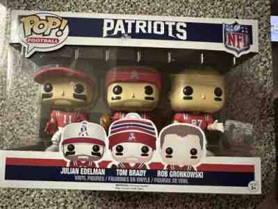 New England Patriots Funko Pop NFL 3 Pack Brady Gronk Edelman RARE Vaulted