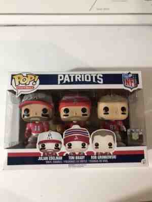 Funko Pop! 3-Pack New England Patriots Tom Brady Gronk And Edelman Throwback FS!