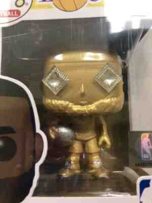 CUSTOM LEBRON JAMES HAND PAINTED GOLD AND SILVER SHOES WITH FUNKO POP PROTECTOR