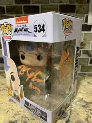 Zach Tyler Eisen and Dee Bradley Baker Signed Funko Pop Aang with Momo #534 COA