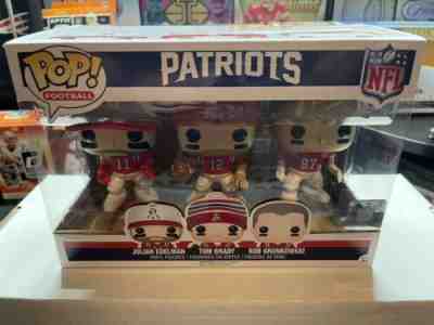 New England Patriots Funko Pop NFL 3 Pack Brady Gronk Edelman RARE Vaulted