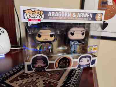 ARAGORN & ARWEN THE LORD OF THE RINGS LOTR 2017 FUNKO POP 2 PACK VAULTED SDCC LE