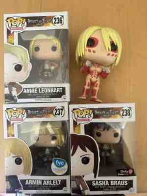 attack on titan funko pop lot-fyp Armin, Female Titan(loose), Sasha Braus, Annie