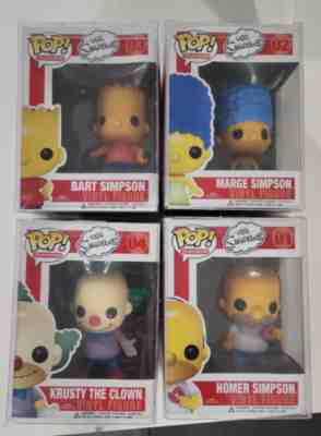 Funko Pop The Simpsons Homer #01, Marge #02, Bart #03, Krusty #04 Complete Set