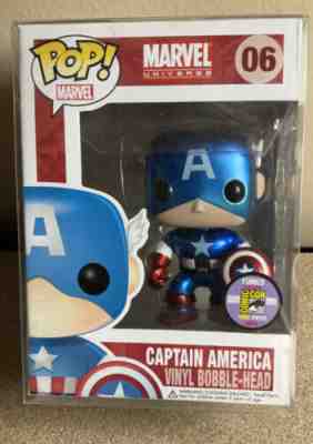 Funko POP! #06 Captain America Metallic SDCC 2011 LE480 Piece NM Marvel