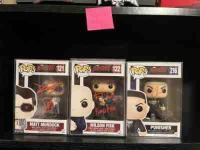 Funko Pop Daredevil Autographed Set Of 3- Charlie Cox, Jon Bernthal, Vincent D