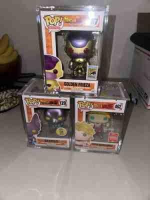 Funko Pop! Red Eyes Frieza #47, Beerus #120 and SS Broly #402 Bundle of 3.