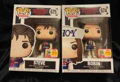 Stranger Things Steve and Robin Funko Pop! Scoops Ahoy SDCC Exclusive #674 #675