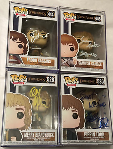 Lord of the Rings Signed Funko Pop Set of x4 *Wood, Astin, Monaghan, Boyd*