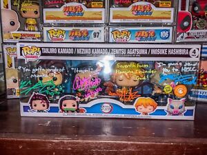 Demon Slayer Funko Pop 4pack Glow Crunchyroll Excl Autographed Tanjiro Zenitsu