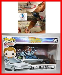 Michael J Fox Signed DeLorean Time Machine Back To The Future Funko POP Beckett