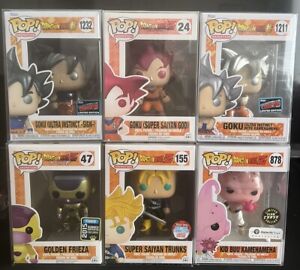 DragonBall Z Funko Pop Lot! 6 M-NM Pops + Soft Pop Protectors!