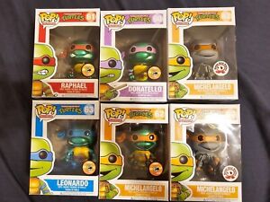 TMNT FUNKO POP SDCC 2013 METALLIC AND COAST CITY GREYSCALE METALLIC MINT!