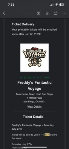 Funtastic Voyage Saturday Funday Tickets X 2! SDCC Funko Fundays 2024