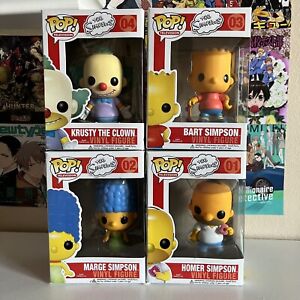 Funko Pop! The Simpsons - Homer #01 Marge #02 Bart #03 Krusty Clown #04 OG Set