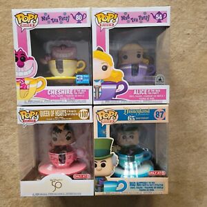 Funko - Disney - COMPLETE Mad Tea Party Set - All 4 NEW - Protectors - GRAIL