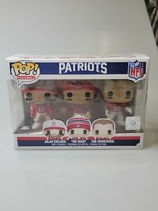 New England Patriots Funko Pop 3 pack Brady Gronkowski Edelman - GOAT! RARE