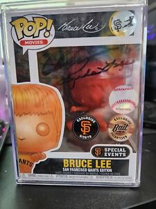 Autographed Bruce Lee SF Giants Orange Funko Pop - Bruce Lee Funko Pop