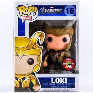 2012 SDCC Funko Pop Marvel 16 Avengers Loki Gold Helmet Vinyl Exclusive DAMAGED