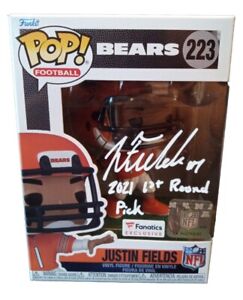 Justin Fields Signed Chicago Bears Funko Pop 223 Fanatics Exclusive Beckett NFL