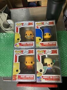 OG The Simpsons Funk Pop Set Of 4 Homer Marge Bart Krusty + Hardstacks