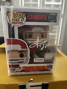 TRAVIS KELCE FANATICS SIGNED AUTOGRAPHED NFL FOOTBALL FUNKO POP-BAS COA BECKETT