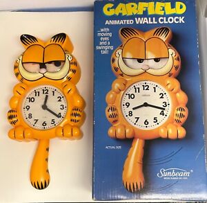 Vintage original GARFIELD Sunbeam pendulum clock complete with Box 70’s 80’s