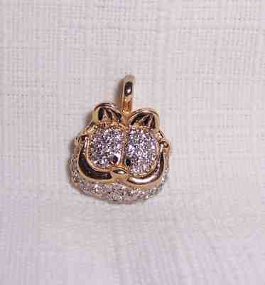 Garfield with Diamonds 14 KT Gold New Garfield's Gold Face Charm or Pendant