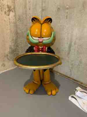  3 foot tall Garfield Standing Butler Statue with Tray Figurine Rare FREE SHIP