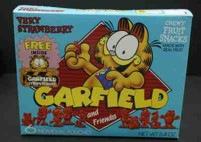 empty Garfield and Friends Very Strawberry Fruit Snacks box 1991 