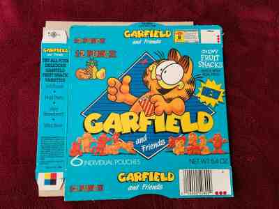 GARFIELD Chewy fruit snacks flattened box General Mills 1989