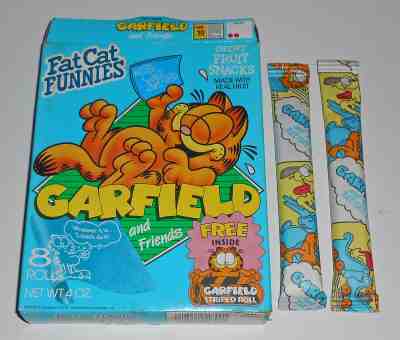Vintage 1991 GARFIELD Chewy Fruit Snacks With Rolls General Mills School Kids 