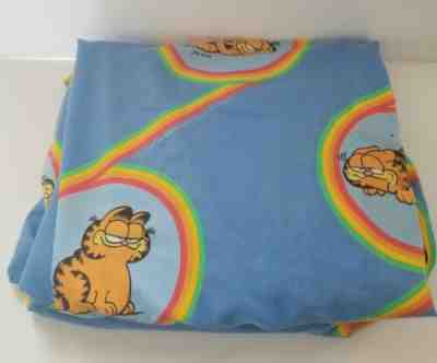 Vintage 70s Garfield the Cat Twin Flat & Fitted Sheet Set 1978 Jim Davis Rainbow