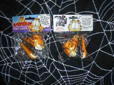 LOT OF 2 VINTAGE GARFIELD STAPLE REMOVER by PAWS IN PACKAGE CUTE