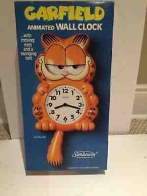 Vintage 1978 Sunbeam GARFIELD Animated Cat Figure Quartz Wall Clock