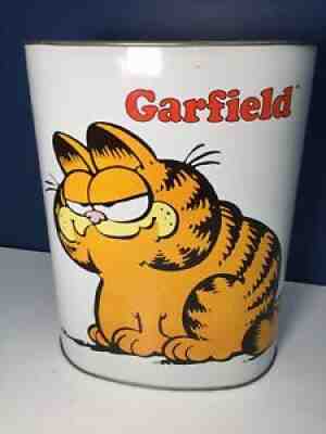 VTG Garfield the Cat Cheinco 1978 Metal Tin Waste Basket Trash Can