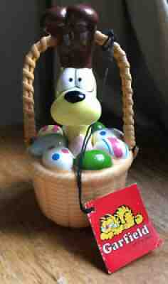 Vintage 1983 ODIE in Easter Basket ENESCO Garfield Collectible with tag