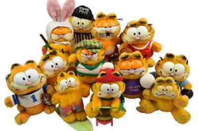 Vintage 1981 Dakin Garfield Plush Lot of 12 Window Cling Volleyball Golfer Bunny