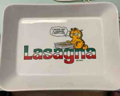 RARE garfield enesco lasagna pan dish ceramic porcelain excellent condition