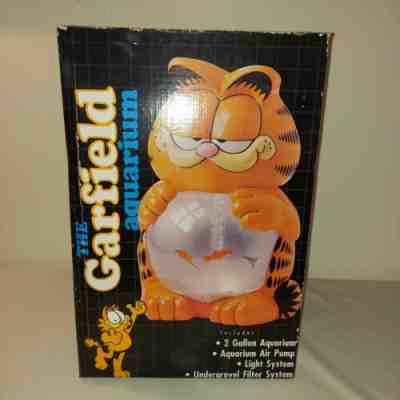 NEW Vintage The Garfield Cat Aquarium Light Up Fish Tank Bowl w/pump & light
