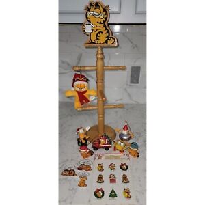 Vintage 12pc. Garfield Lot Including mug tree, stickers, ornaments, figures, etc