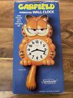 Vintage 1978 Garfield Sunbeam Wall Clock With Pendulum Tail Moving Eyes WORKS