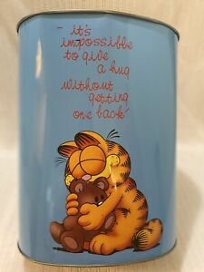 Vintage Garfield Metal Trash Can /Waste Basket W Pooky
