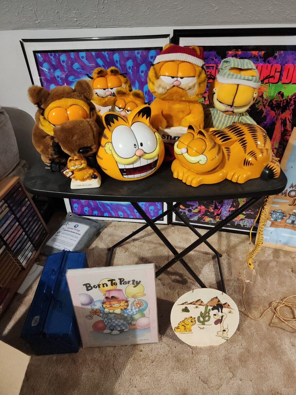 Vintage Garfield the Cat Lot Including PHONE , ALARM CLOCK , PLUSH , POSTER