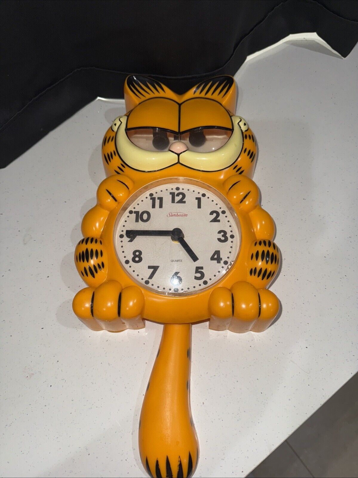 Vintage Sunbeam Garfield Wall Clock 1978 Pendulum Tail Moving Eyes TESTED works