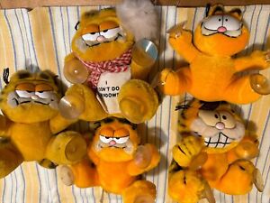 Vintage Dakin Garfield Attack Cat Car Window Cling Plush Suction Cup - Lot Of 5
