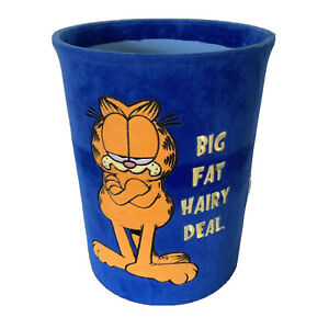 Unique Vintage Garfield The Cat Trash Can Bin Waste Basket Embroidered Velour
